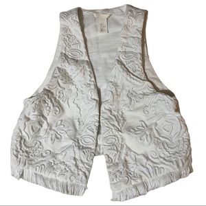 H&M white 100% cotton cropped open vest